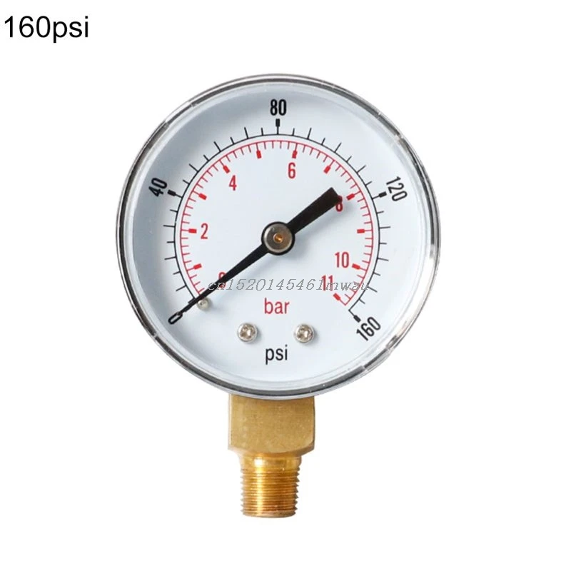 Манометр 52 мм с циферблатом 1/8 &quotBSPT вертикальный 0/15 30 60 100160300 PSI и бар нижним