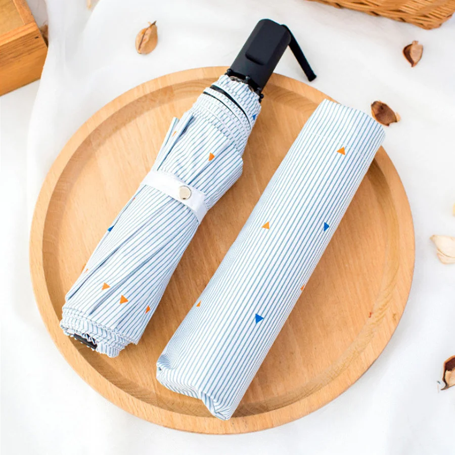 Зонт от дождя женский складной простой прозрачный легкий зонтик в полоску