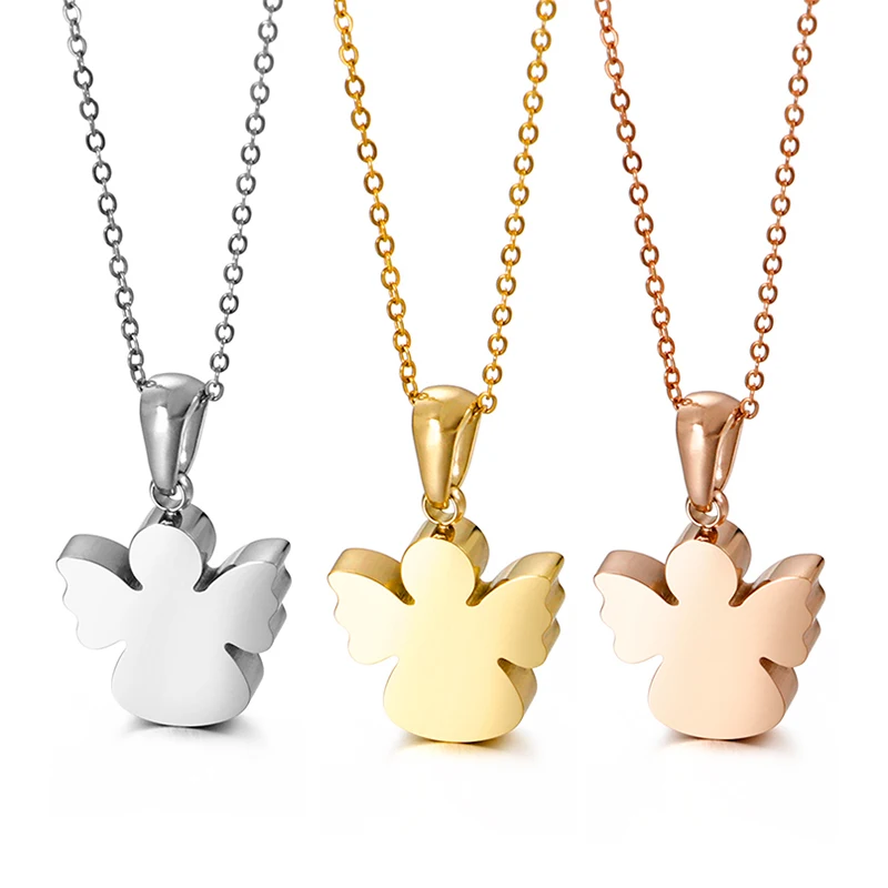 Розовое золото серебро Цвет ангел кулон ожерелье качество в виде цепочки из