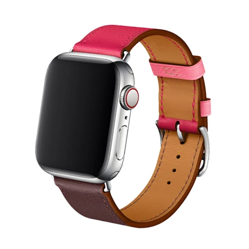 2-Rose red brown Кожаный ремешок для наручных часов Apple watch, версии 4, 42 мм, 38 мм, версия один тур Браслет, ремешок на запястье для наручных часов Iwatch серии 5/4/3/2/1 44 мм 40mmAccessories - Band Color: 2-Rose red brown