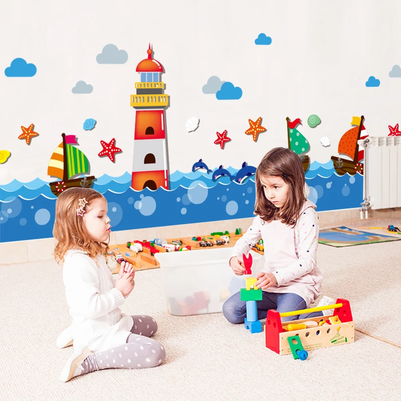 Парусная яхта маяк Виниловая наклейка сделай сам дизайн интерьера настенное