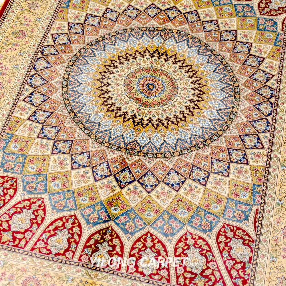Yilong 4 'x 6' красный шелк на шелковом ковре высшего класса персидский ручной
