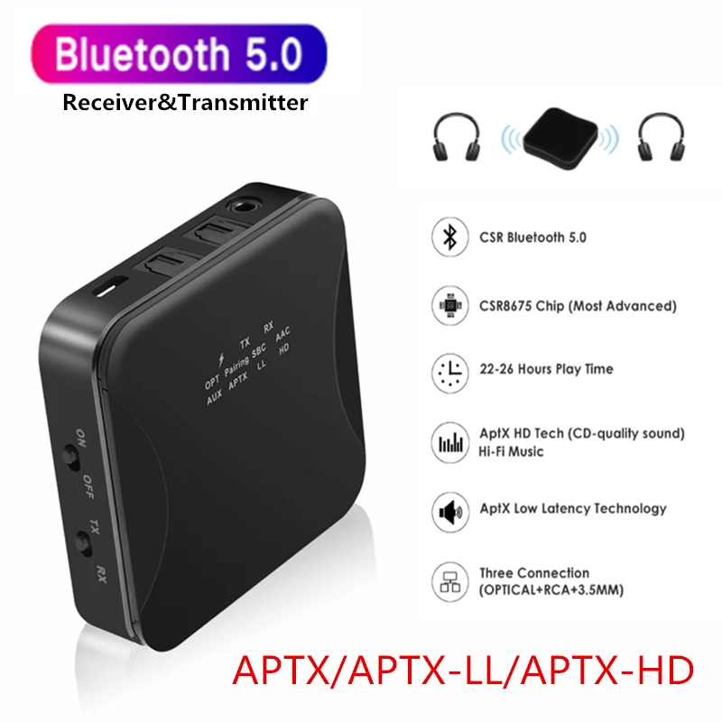 Беспроводной передатчик KEBIDU с Bluetooth 5 0 приемник CSR8675 HD AptX LL 3 мм Aux Jack/RCA/SPDIF для ТВ