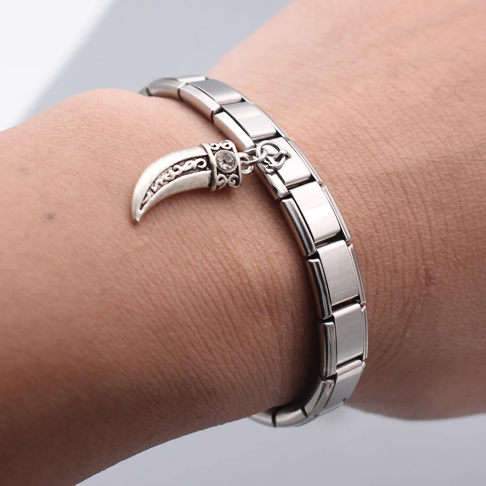 Женский браслет из нержавеющей стали Hapiship оригинальный 9 мм с мачете и фианитом