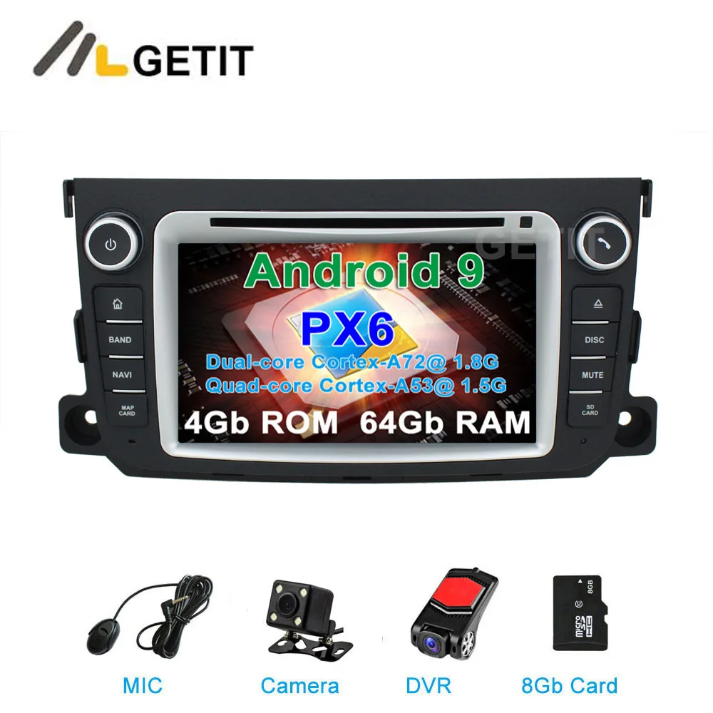 DSP 64G PX6 Android 9 Автомобильный DVD стерео плеер gps для Mercedes/Benz Smart Fortwo 2011- с радио BT WiFi