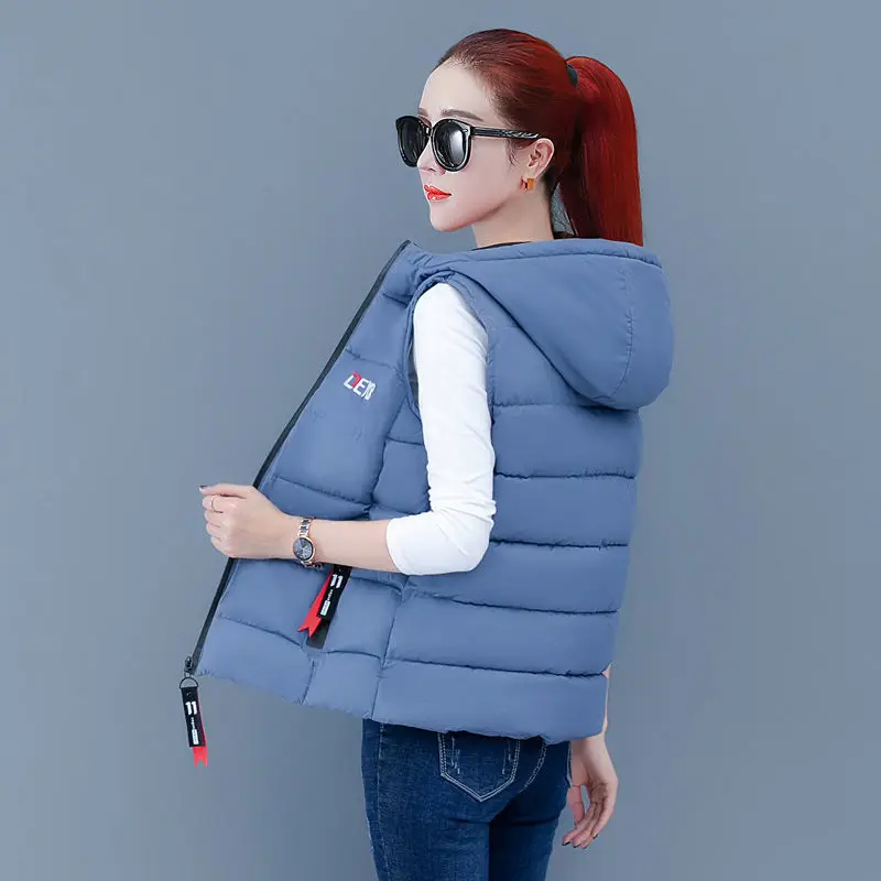 

Down cotton waistcoat women's short autumn winter 2020 new Korean solid color shoulder jacket