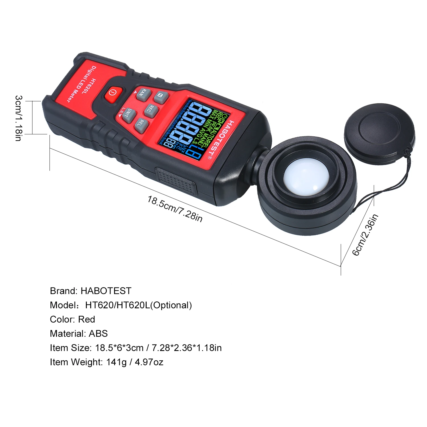 HABOTEST HT620 ручной Цифровой Люксметр с ЖК-подсветкой люксовый осветительный