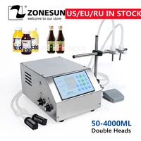 zonesun semi automatic liquid filling machine double nozzles beverage juice perfume vial water bottle filler 1 4000ml