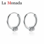 925 стерлингового серебра черный маленький мини круги серьги в виде колец, обувать в ухо кости с пряжкой Простые Модные женские и мужские ухо Jewerlry