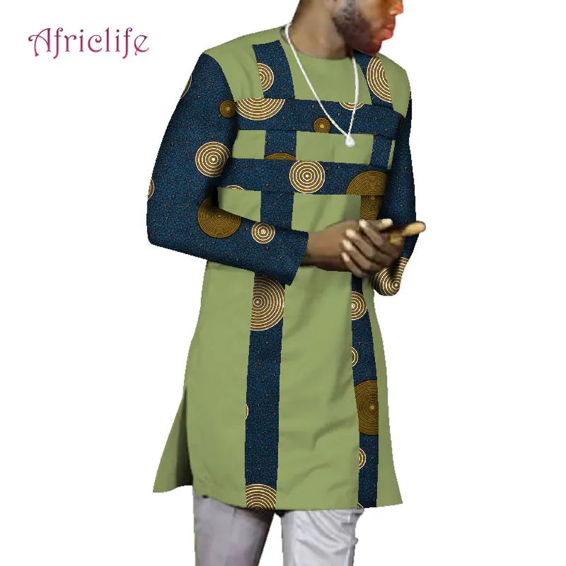 Мужская рубашка мужская с длинным рукавом Дашики новый дизайн Африканский принт