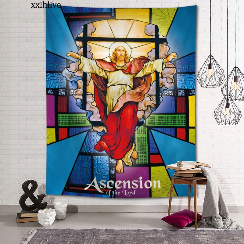 

Wall Tapestry Jesus Ascension Painted Background Decorative Wall Hanging For Living Room Bedroom Dorm Room Home Decor
