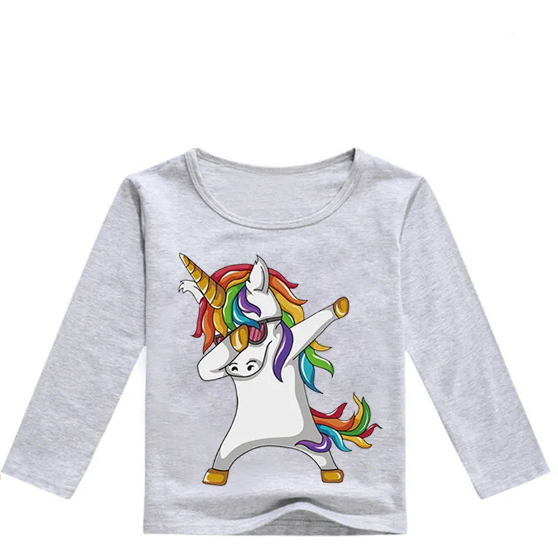 Детская футболка с единорогом модная рисунком Dab для мальчиков и девочек детский