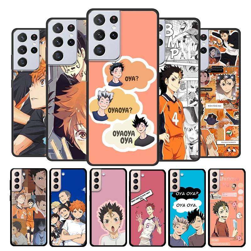 

Cute Japan Anime Oya Haikyuu for Samsung Galaxy S21 S20 FE Ultra Plus S10 S9 S8 S7 S6 Edge 5G Silicone Black Soft Phone Case