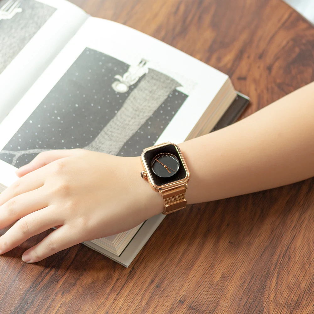 Модные квадратные женские кварцевые наручные часы мужские креативные магнитные