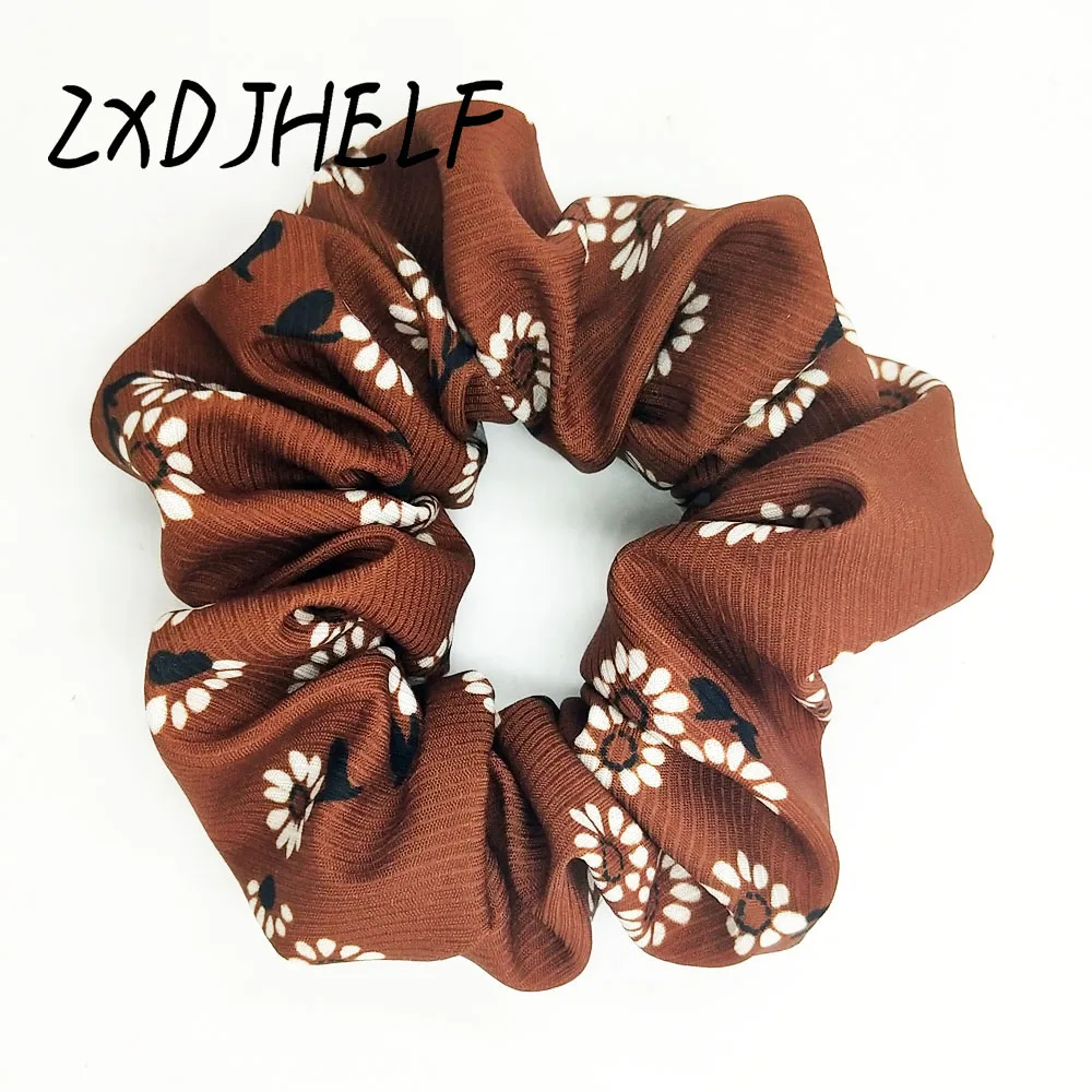 

ZXDJHELF Fashion Hair Accessories Women Scrunchies Ponytail Holder Rope Flower Print Elastics Hair Bands For Girls Headwear F523