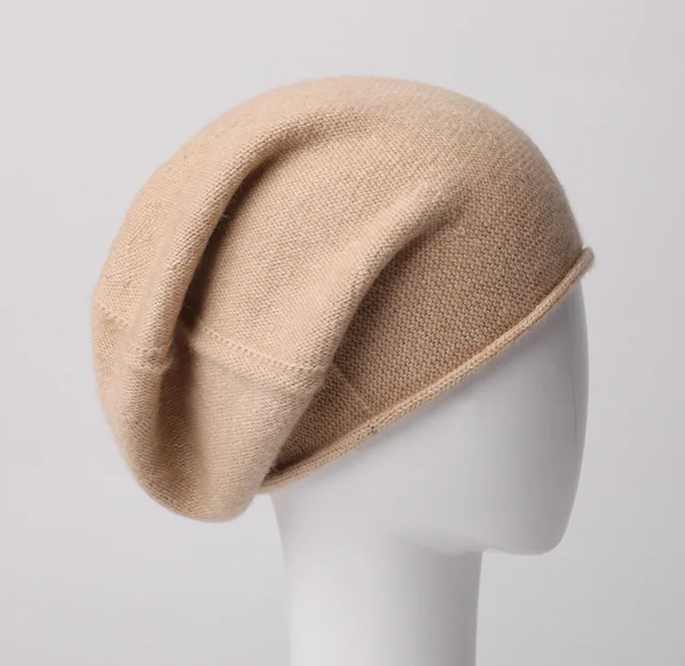 Зимняя кашемировая шапка для женщин Beanie хип хоп милые кашемировые шляпы, зимние шапки женский широкий берет-Боб Gorro Feminino