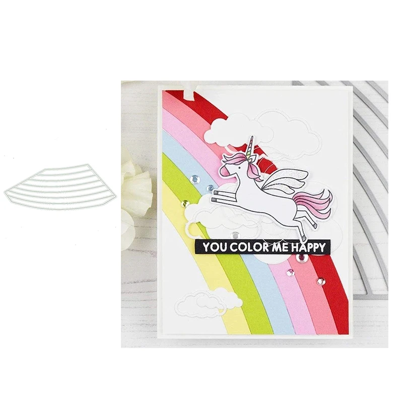 

2021 New Rainbow Metal Cutting Dies Template for Scrapbooking Decorative Embossing Paper DIY Card Make Stencil Craft Mold Decor