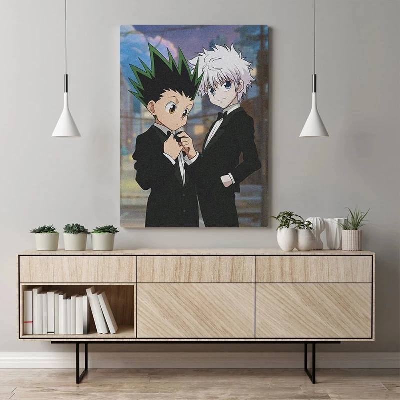 Аниме-постер Gon Killua Zoldyck Hunter x холст без рамки с принтом Настенная картина для
