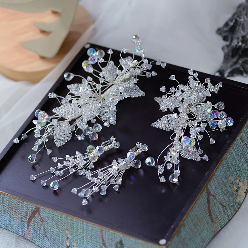 Романтическая прозрачная свадебная диадема для девочек NiuShuya шпильки волос