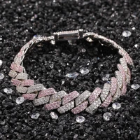 colorful 13mm zircon cz bling iced out brass bracelet mirco pave prong setting tennis chain male fashion hip hop jewelry bb005