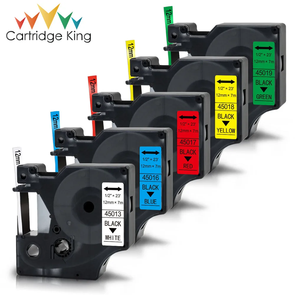 

Многоцветные этикетки для картриджей King 45013 45016 45017 45018 45019 12 мм, ленты для Dymo D1, совместимые с Dymo LM160 LM280 Dymo PNP