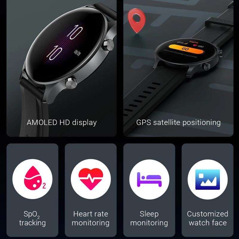 Смарт часы YouPin Haylou RS3 LS04 1 2 дюйма AMOLED экран GPS 5 АТМ водонепроницаемый пульсометр