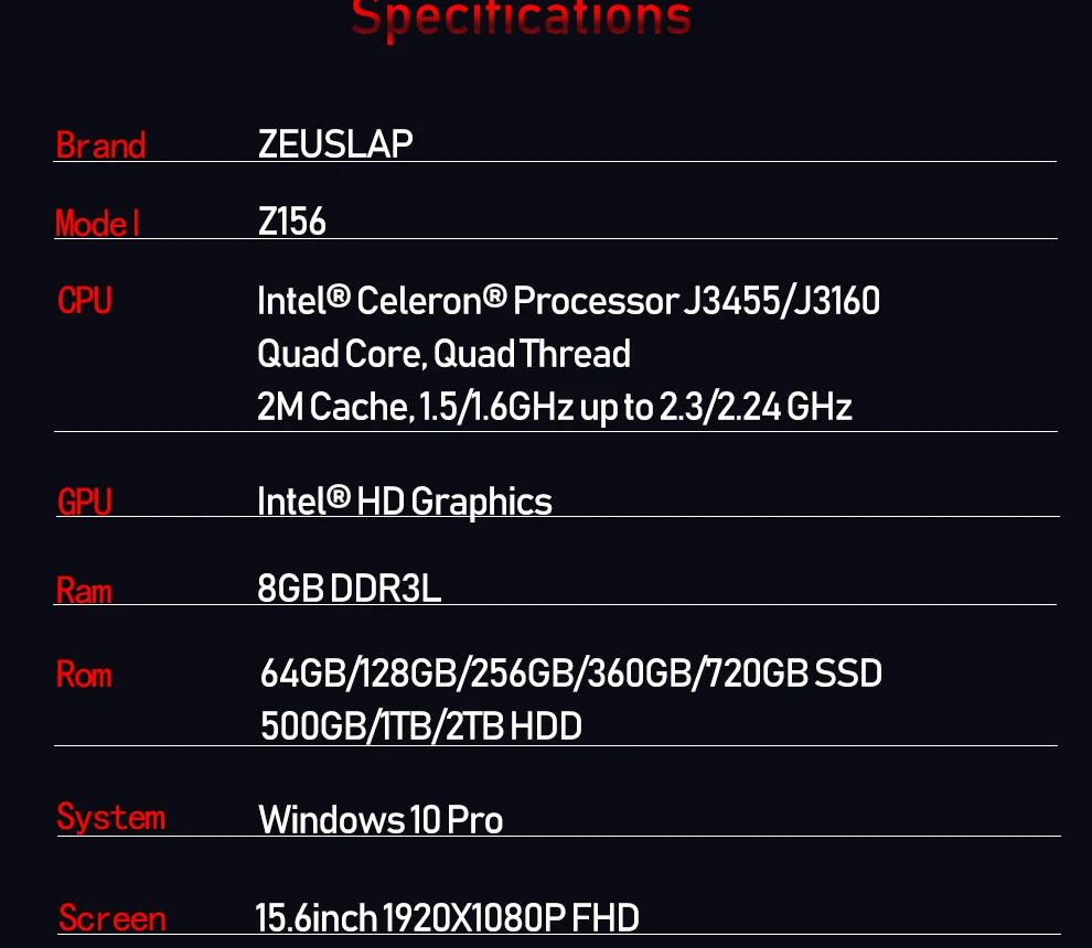 Laptop15.6 дюймов 8 ГБ ОЗУ+ 128 ГБ 256 ГБ 360 гб 720 Гб SSD Intel четырехъядерный процессор 1920*1080P Full HD Win10 система школьный ноутбук компьютер