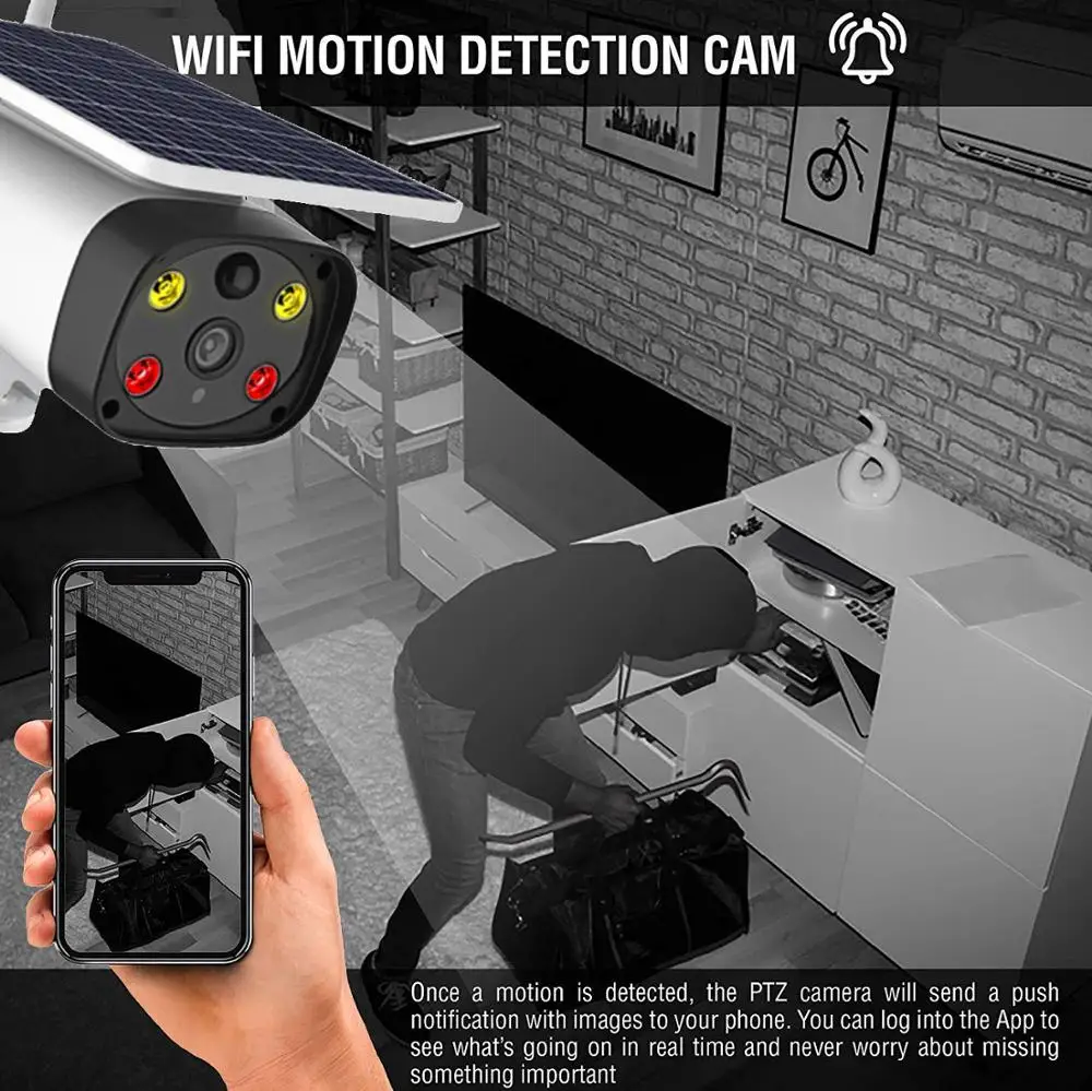 IP-камера с Wi-Fi и солнечной батареей 1080P IP67 30 м | Безопасность защита