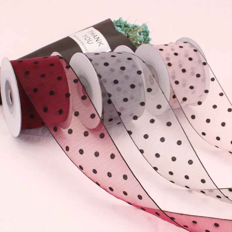 25 мм/40 мм лента из органзы Рождественский подарок ручной работы DIY точка снег