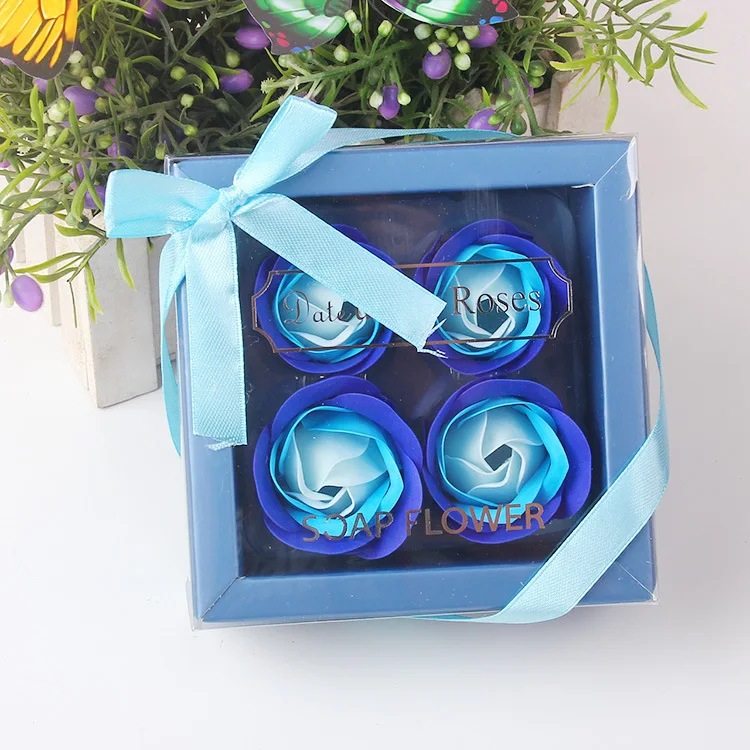 

New Valentine's Day Christmas Soap Flower Gift Box 4 Preserved Flowers Creative Birthday Wedding Banquet Valentine's Day Gift