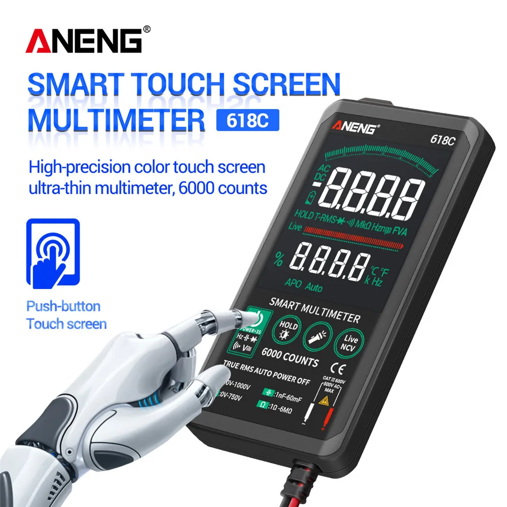 Цифровой мультиметр ANENG 618C умный сенсорный экран аналоговая панель постоянного