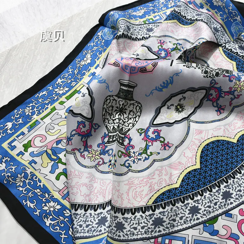 Женский шарф из натурального шелка мягкий квадратный платок 100% 50 см Подарочный в