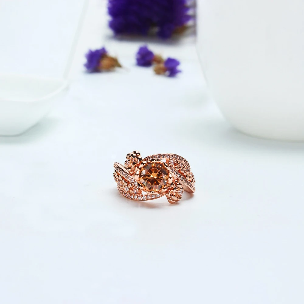 Beiver роскошное женское кольцо на палец из розового золота модное обручальное с