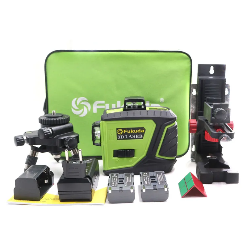 Лазерный уровень Fukuda 2 шт. самонивелирующийся зеленый 12 линейный нивелир с