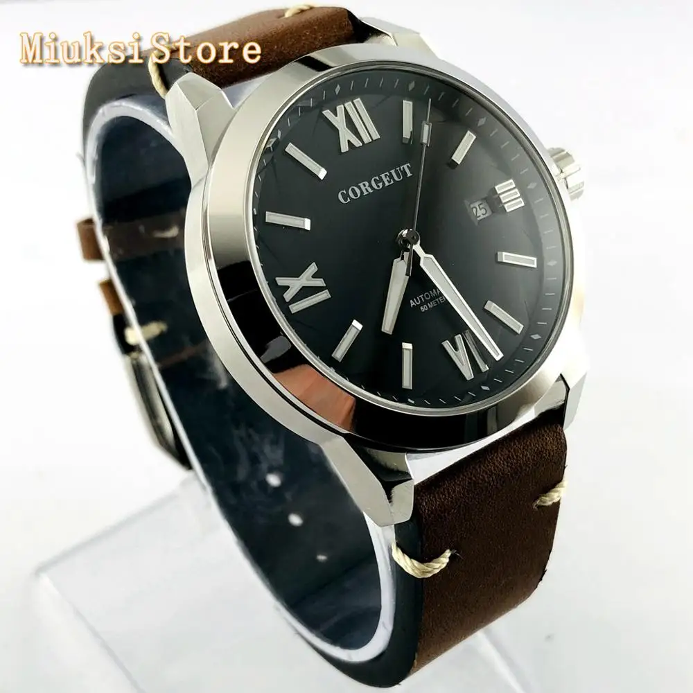 Мужские светящиеся часы с кожаным ремешком 41 мм|Мужские механические часы| |