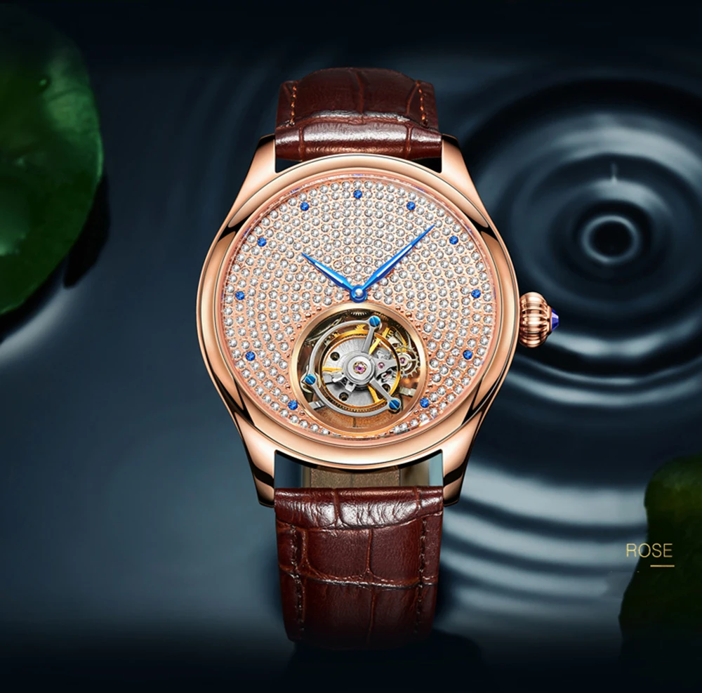 ORKINA Brand Luxury High-End Automatic Mechanical Watches Tourbillon Hollow Precious Stones Inlaid Mechanical Men's Watches