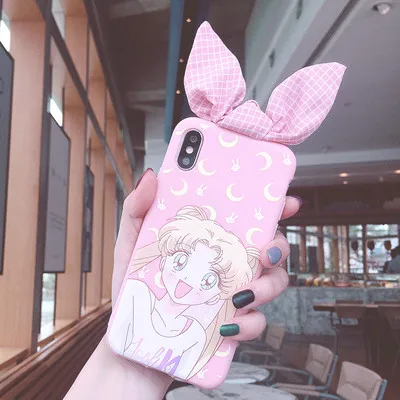 As shown in Чехол для телефона SAM Note 10 с милым 3D рисунком Сейлор Мун для samsung Note8/9/S10/S9 plus/S8/S7 Edge с кроличьими ушками - Цвет: As shown in