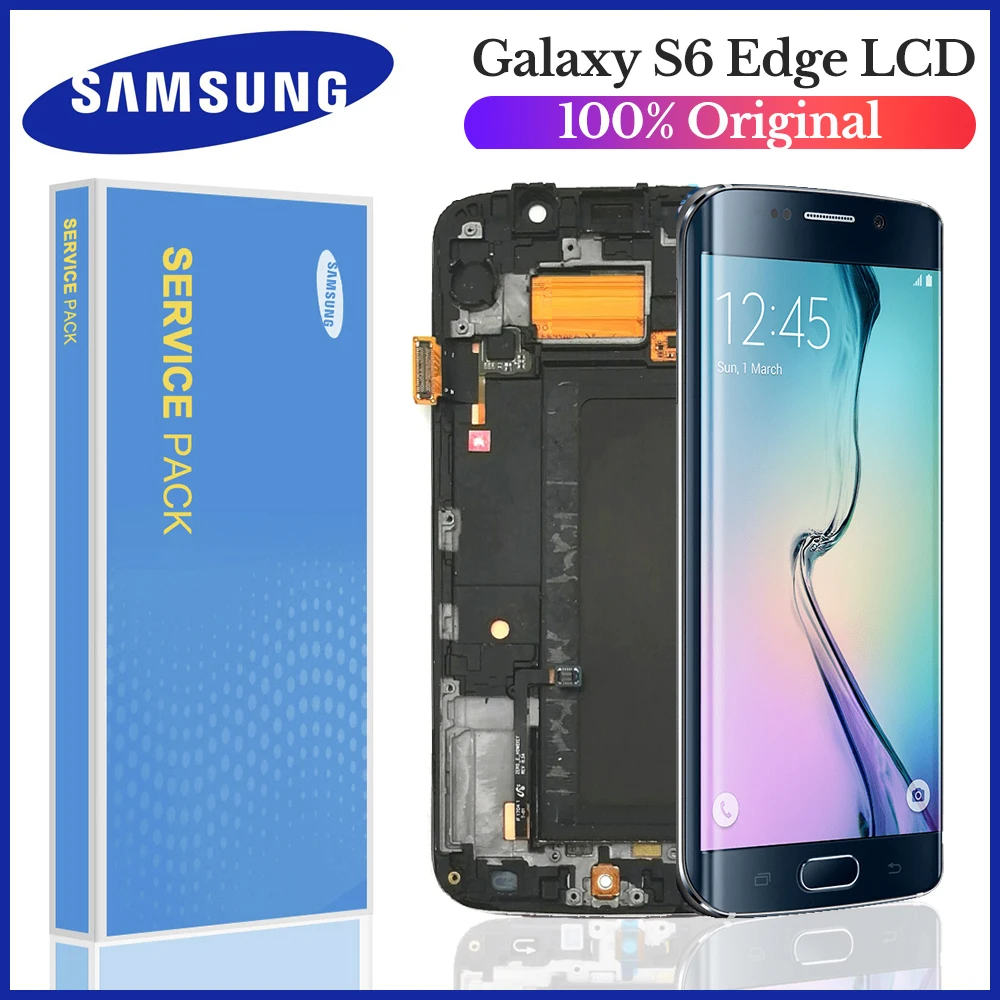 Дисплей 5 1 дюйма для SAMSUNG Galaxy S6 edge ЖК-дисплей с рамкой G925 G925I G925F сенсорный экран