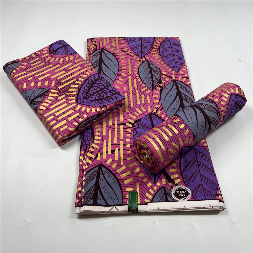 

African Gold Wax Fabric 100% Cotton High Quality Nigeria Fabric Wax Print Ankara Wax For Sewing 6 Yards Women Fabric VL-124