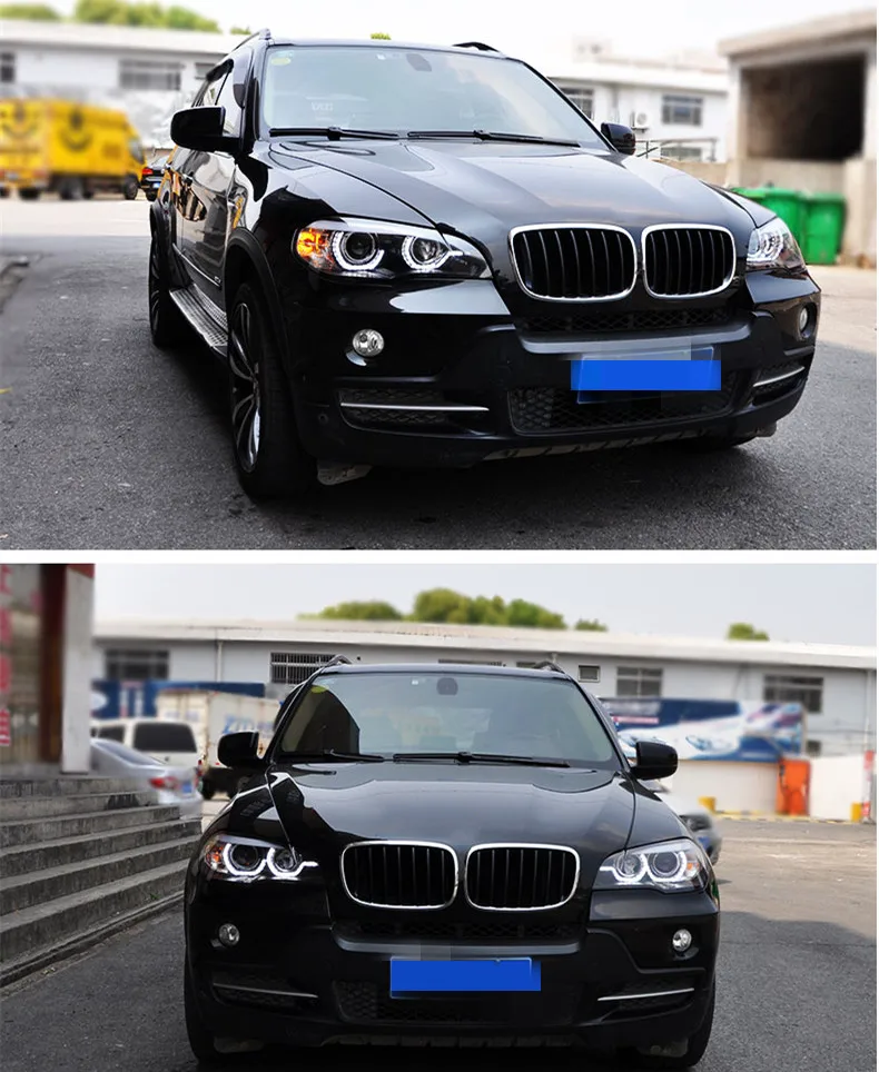 

Osmrk HID LED headlight assembly daytime running light with turn signal for BMW X5 E70 2007-2011