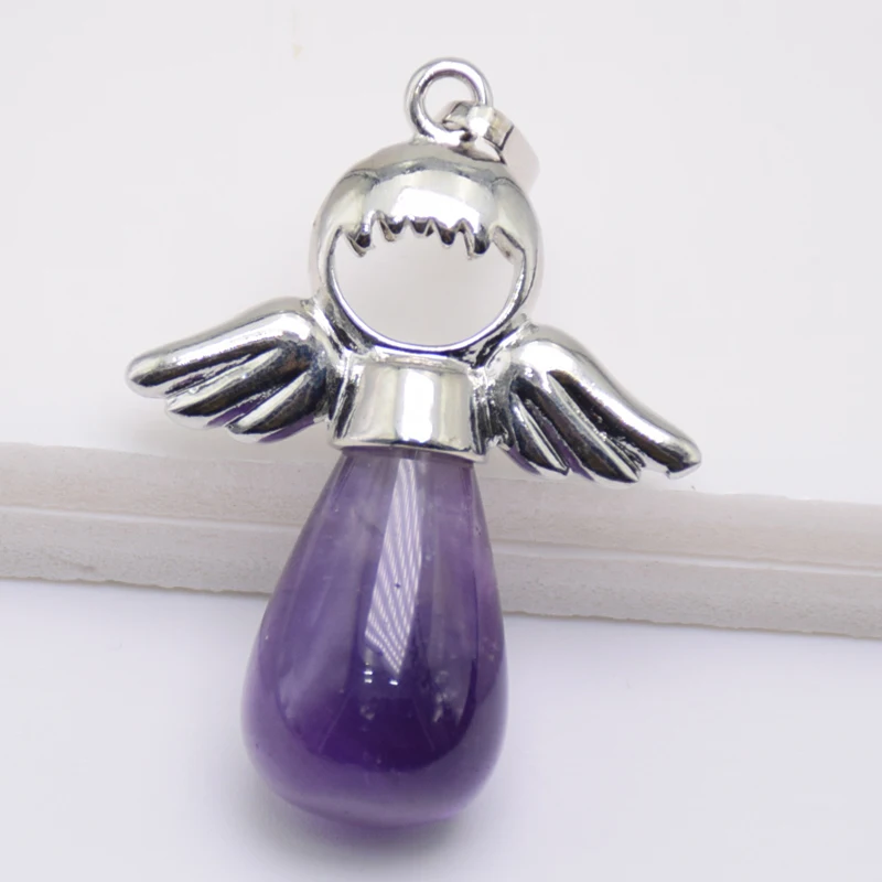 Подвеска в виде ангелов из натуральных камней Ониксовые Подвески серебристого