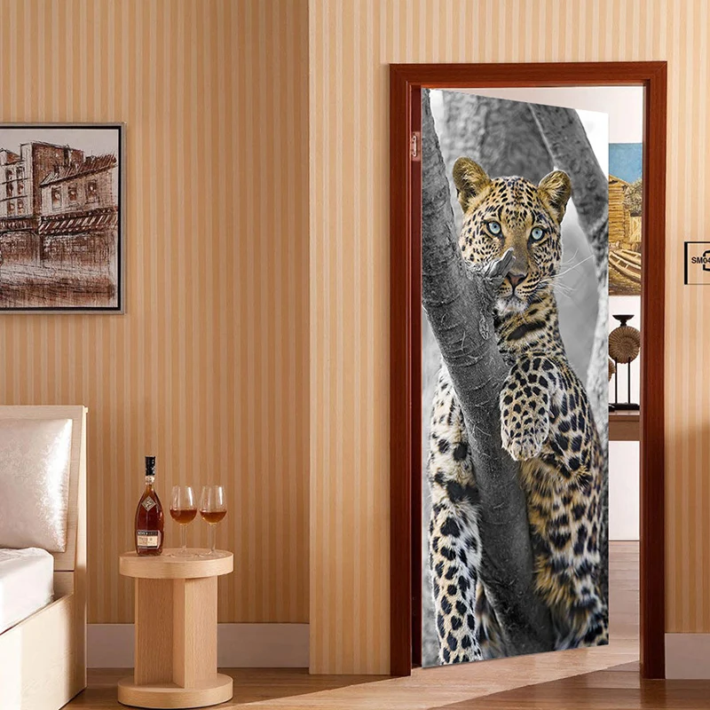 

3D Creative leopard DIY Door Sticker Wall Sticker Self-adhesive Waterproof Removable