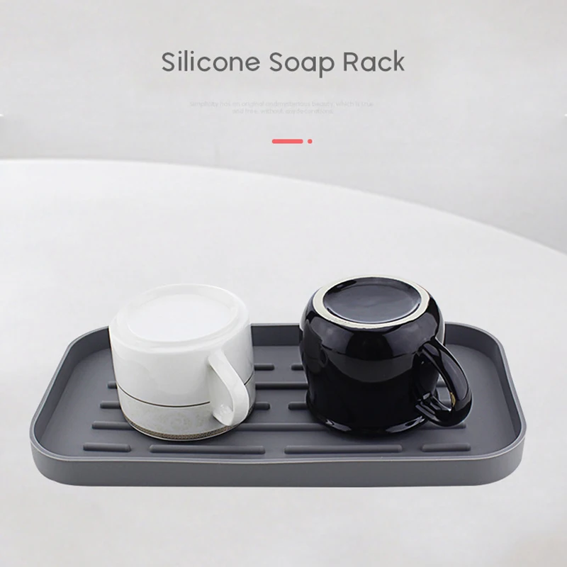 

Non-Slip Silicone Kitchen Bath Organizer Tray 5 Colors Durable Multipurpose Sink Caddy Holder For Sponge Brush Soap Dispenser