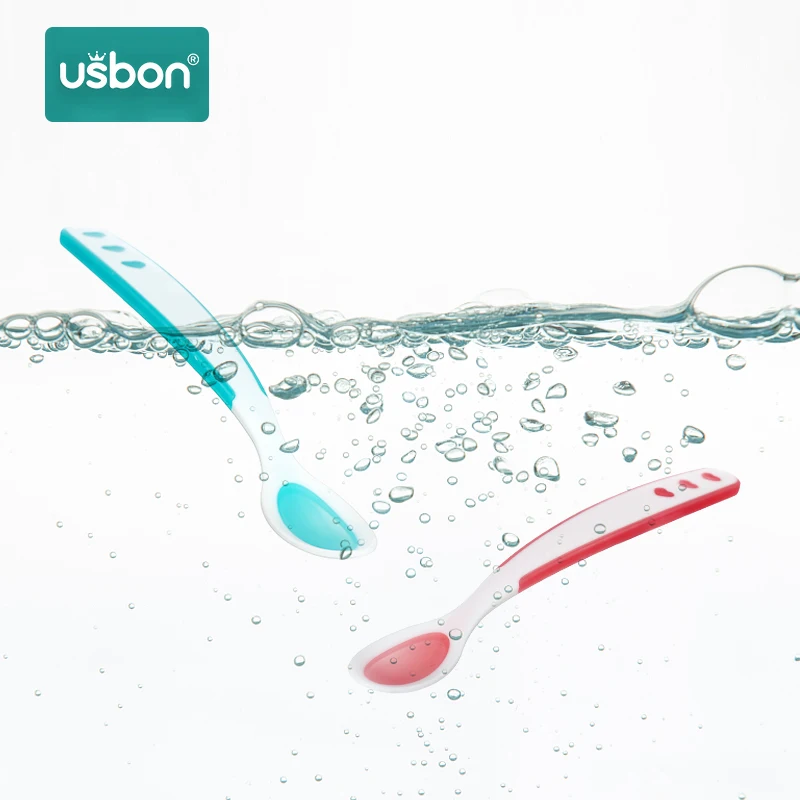 Usbon 2 шт./лот обучающая посуда Термочувствительная ложка для безопасности ребенка