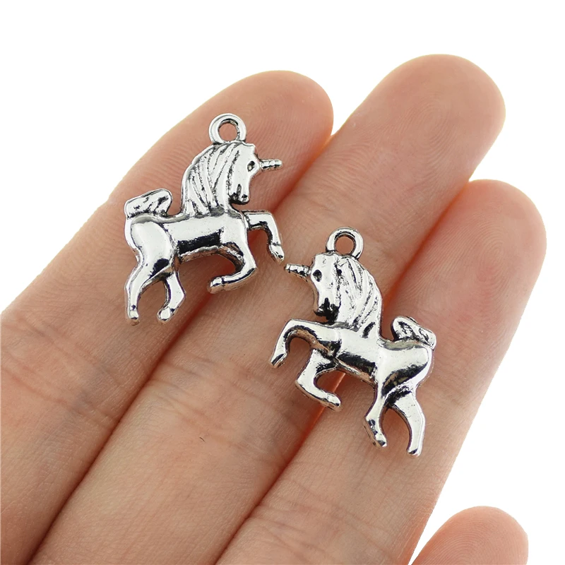 

8pcs 19x19mm Antique Silver Color Cute Animal Unicorn Horse Charms Pendants Making DIY Handmade Craft Vintage Jewelry