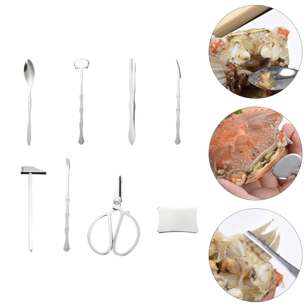 

1 Set 8pcs Seafood Clamps Tools Crab Eating Kit Lobster Clamps Seafood Tools
