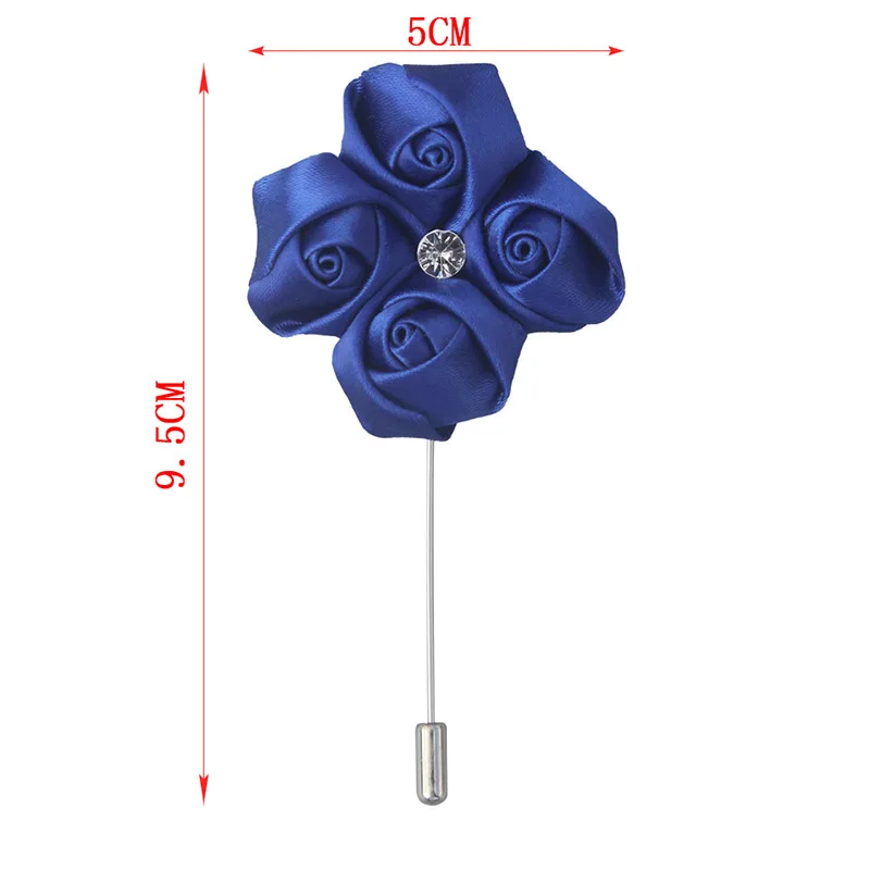 8piece/lot High Quality Royal Blue Fabric Flower Rose Brooch Lapel Pin Men Classic Wedding Boutonniere Solid Colors Prom XH1375 | Дом и сад