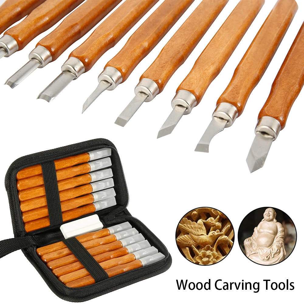 12pcs Wood Carving Chisel Knife Tools Set DIY Woodcut Sculpture Woodworking Pottery Ceramic Clay Hand Tool |