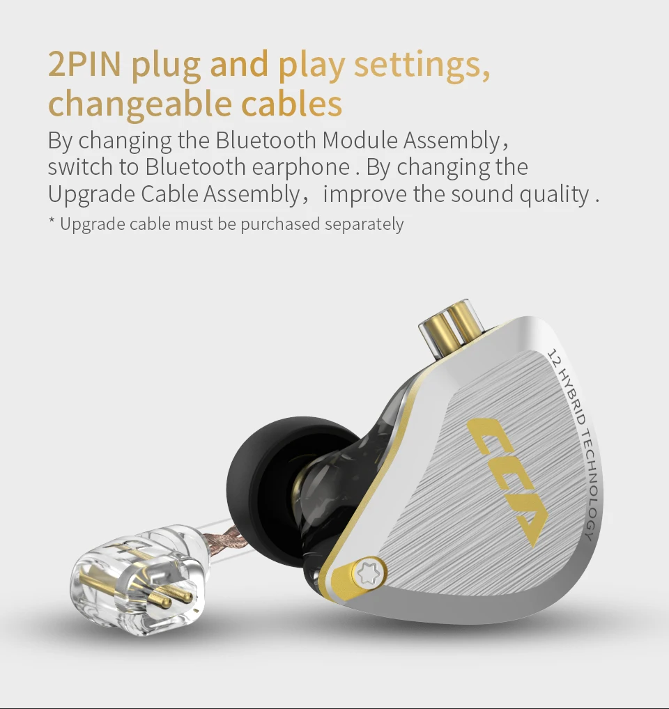 CCA C12 1DD+ 5BA гибридные наушники-вкладыши HIFI металлическая гарнитура Музыка Спорт ZS10 PRO AS12 AS16 ZSX C16 C10 A10 V90 DMS DMG ZST V80