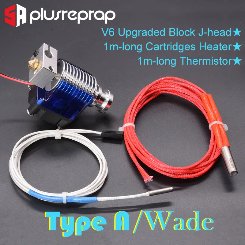 Type A Wade V6 J-head 12V 24V все металлические Hotend Уэйд или экструдер Bowden в нагреватель термистор Вентилятор Насадка теплоотвод для 1,75/3 мм 3D-принтеры часть - Цвет: Type A Wade